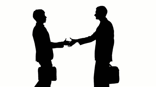 Business meeting with Casey, shaking hands. Slow motion