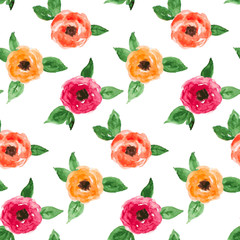 Seamless floral pattern with flowers and leaves