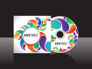 abstract artistic rainbow floral cd cover template