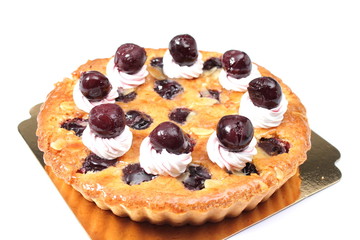 homemade cherry pie with  isoleted on white.