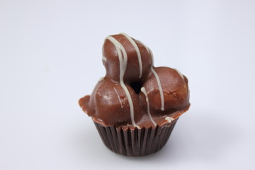 Delicious chocolate praline are tasty dessert.
