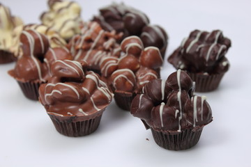 Delicious chocolate praline are tasty dessert.