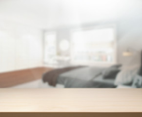 Table Top And Blur Background In Bedroom