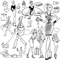 Fashion and Beauty hand drawn collection.