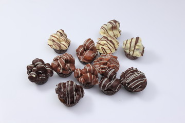 Delicious chocolate praline are tasty dessert.
