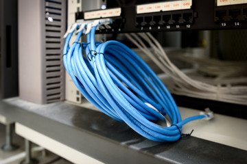 Coiled and tighten LAN Network cable