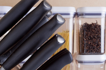 Set of kitchen knives