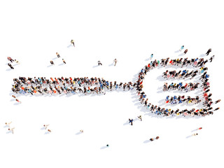 people in the form of a chef's blade.