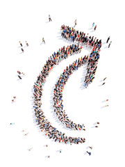 People in the form of arrows.