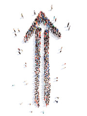 People in the form of arrows.