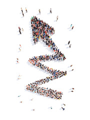 People in the form of arrows.