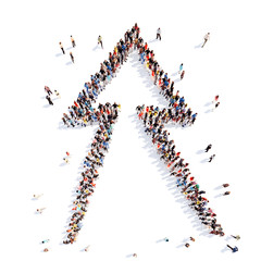 People in the form of arrows.