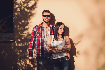 Portrait of a beautiful hipster couple