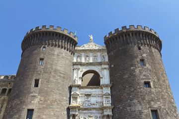 The medieval castle of Maschio Angioino or Castel Nuovo in Naple