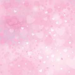 Vector pink background with hearts.