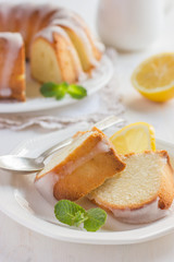 Lemon bundt cake  with sugar glaze