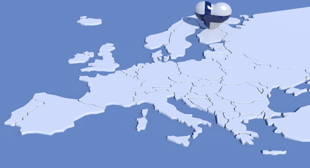 Mappa Europa 3D con cuore Finlandia