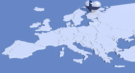 Mappa Europa 3D con cuore Finlandia © albasu