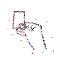 people in the form of a hand with business card.