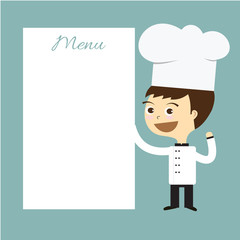 cook chef smile with white menu banner vector