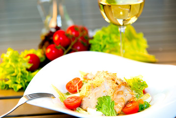 Caesar salad with chicken filet