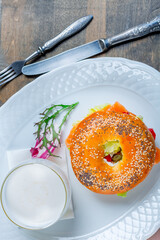Bagel sandwich with salmon