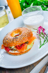 Bagel sandwich with salmon