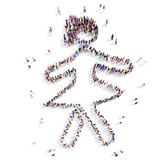 people in the form of a dancing man.