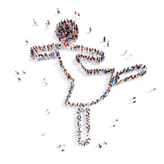 people in the form of a dancing man.