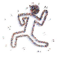 people in the form of a dancing man.