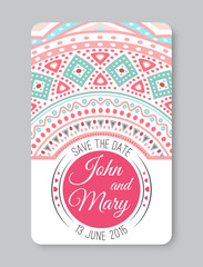 Perfect wedding template with doodles tribal theme