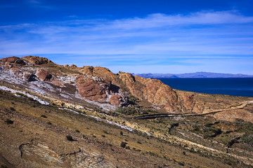Isla del Sol (Island of the Sun) in Lake Titicaca Bolivia