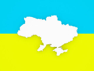 Three-dimensional map of Ukraine.