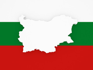 Three-dimensional map of Bulgaria.