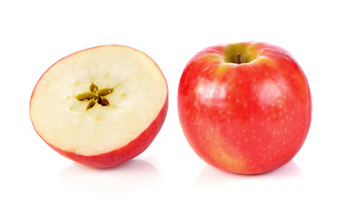 Naklejka na ściany i meble Fresh red apple on a white background