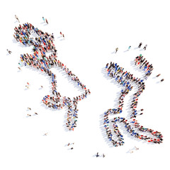 people in the form of a dancing man.