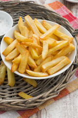 fried french fries with tomato sauce, vertical, top view