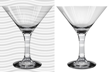 Transparent and opaque realistic martini glasses