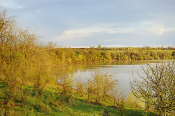 Fototapeta na wymiar Beautiful landscape with lake and forest