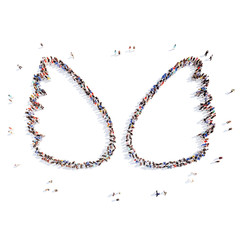 people in the form of wings.