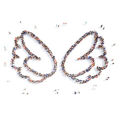 people in the form of wings.