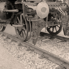 Detail of an old-fashioned steam locomotive