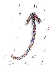 People in the form of arrows.