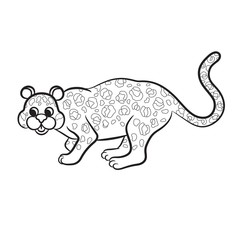 Outlined leopard vector illustration. Isolated on white.