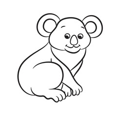 Outlined koala bear vector illustration. Isolated on white.