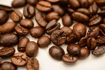 The coffee beans roasted to perfection.