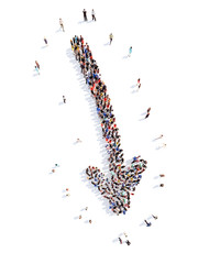 People in the form of arrows.