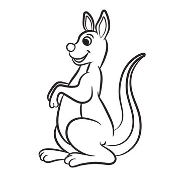 Outlined kangaroo vector illustration. Isolated on white.