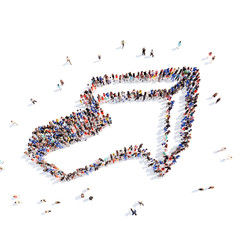 People in the form of arrows.