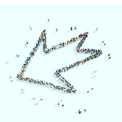 People in the form of arrows.